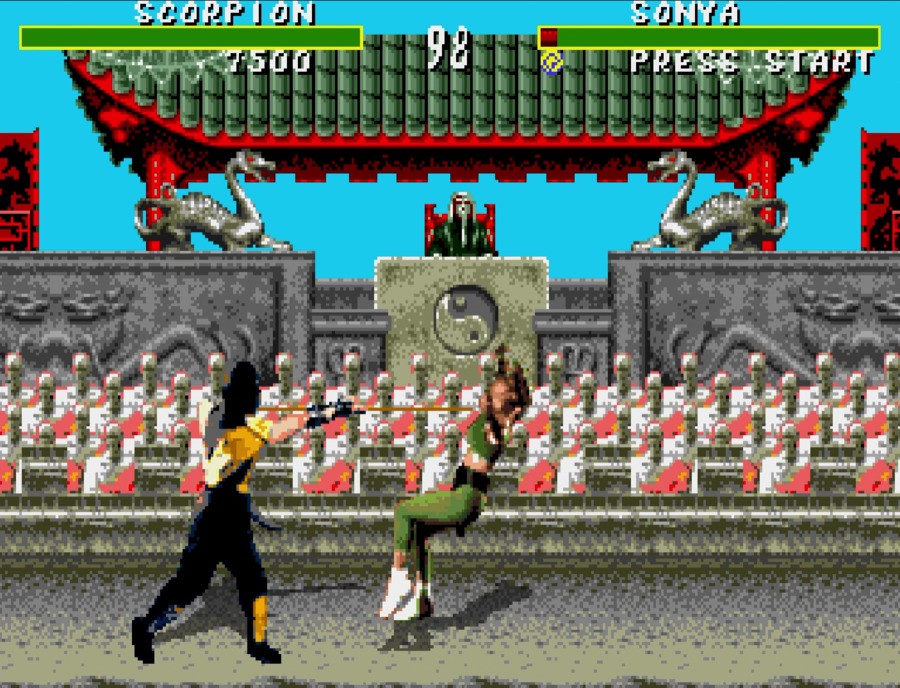 The Sega version retained the blood and violent finishing moves, but locked them behind a special code