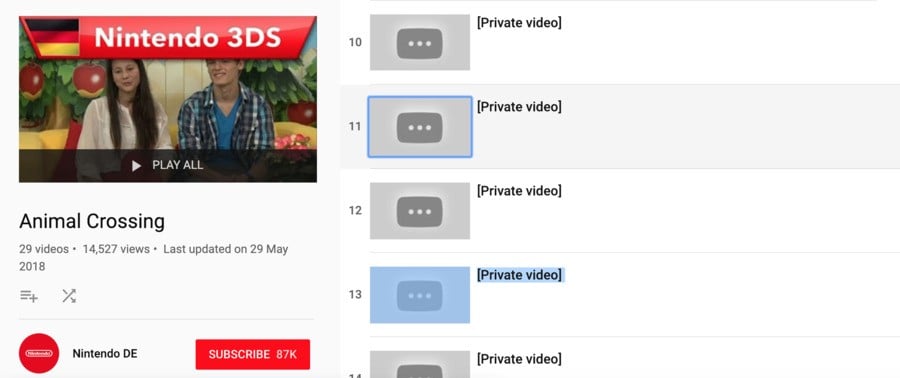 A screenshot of the YouTube playlist in question