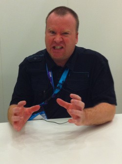 Konami's Dave Cox, presumably about to strangle another video game journalist who has uttered the word 'Metroidvania'