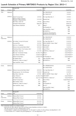 Nintendo Global Release Schedule - Page 1