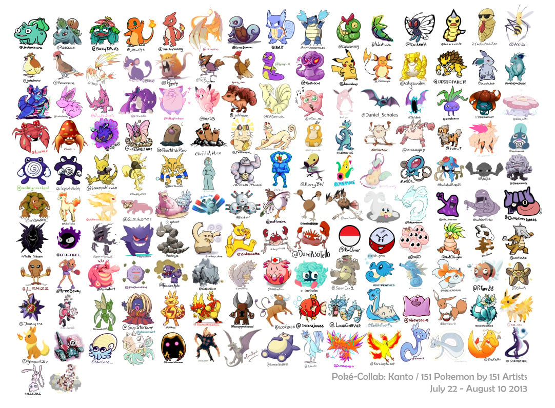 all-151-kanto-pok-mon-are-together-each-drawn-by-a-different-artist-nintendo-life