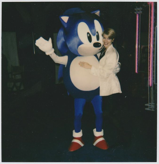 Sonic with Sega of America's Ellen Beth Van Buskirk.