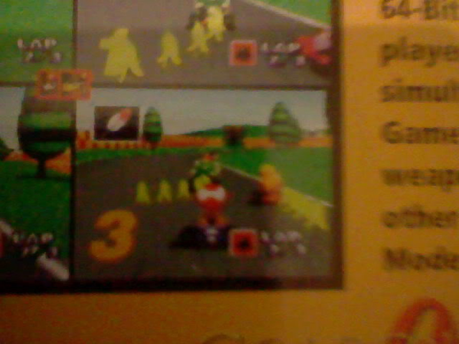 Mario Kart 64 feather (back of box close up) match accordingly with feature