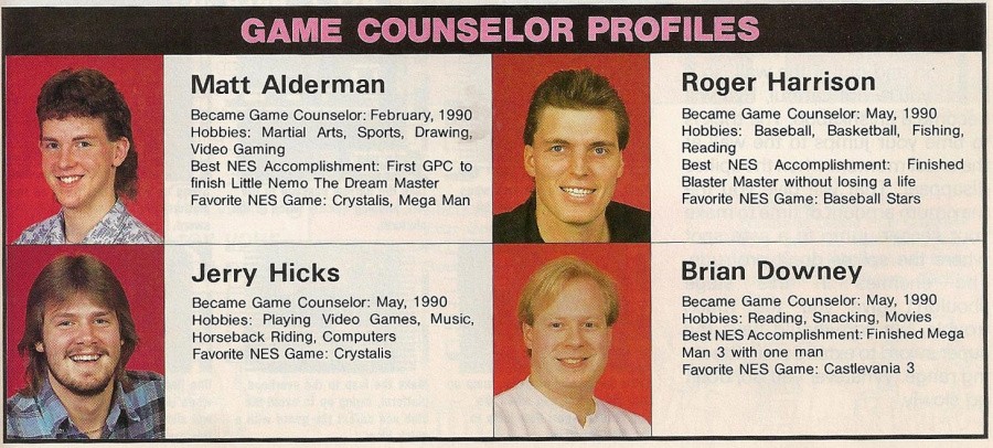 Bios of the Game Play Counselors were often printed in Nintendo Power magazine