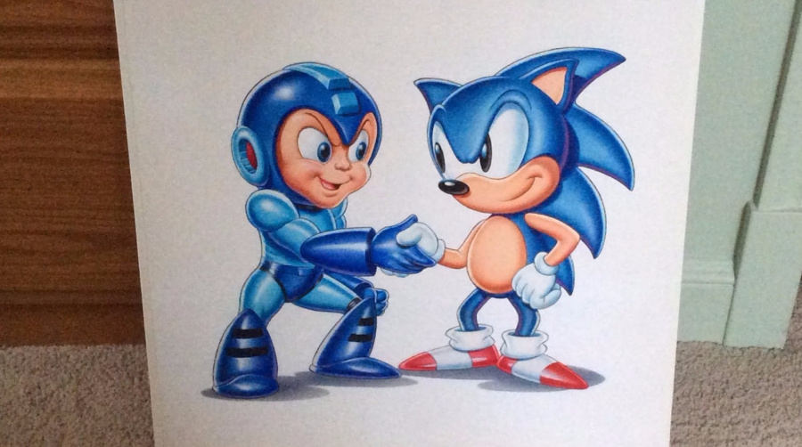 This promotional image for Game Players Magazine unites two of Greg Winters' cover subjects - he also did some covers for Sega's Sonic the Hedgehog
