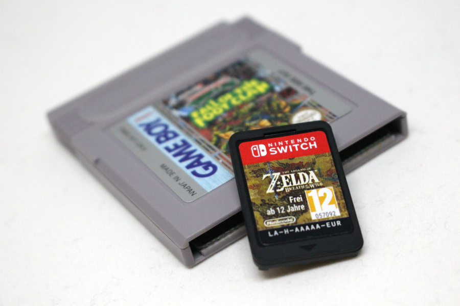 One of these cartridges contains the full game, which will remain unchanged until it stops working altogether. The other already contains an outdated version of the game, and requires an online connection to get the full experience. Can you guess which is which?