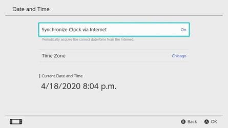 Turning off "Synchronize Clock via Internet" option within "Date and Time" settings on Switch