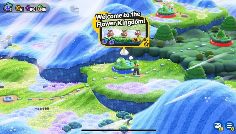 Super Mario Bros. Wonder Details Karte des Blumenkönigreichs