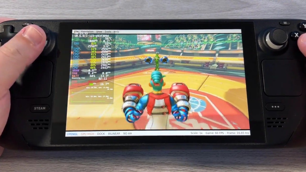 Videa emulace Nintendo Steam Deck stažená z YouTube