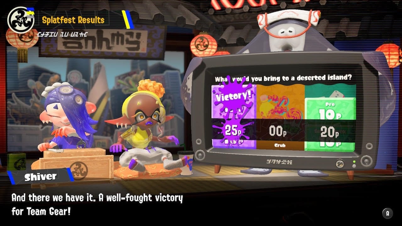 Team Gear Wins Splatoon 3's Deserted Island Splatfest