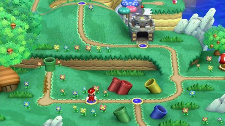 The overworld from New Super Mario Bros. U (left) and Super Mario Bros. Wonder (right)