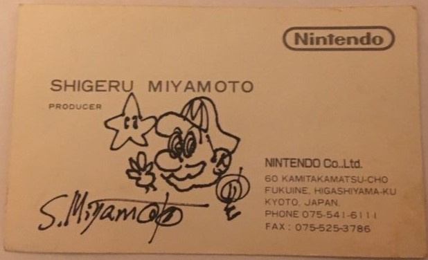 Random: A Signed Copy Of Shigeru Miyamoto's 1989 Business Card Has