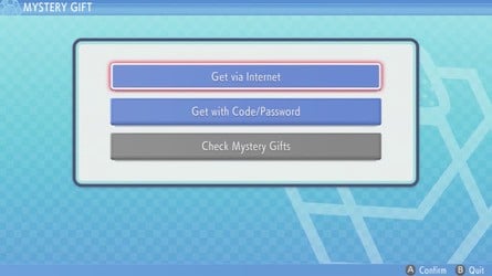 Complete these steps, and you'll be able to access Mystery Gift from your main menu.