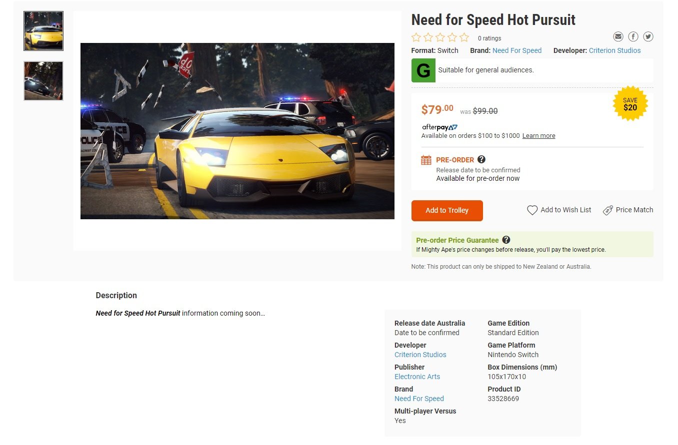 need for speed nintendo switch