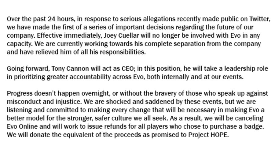 EVO statement