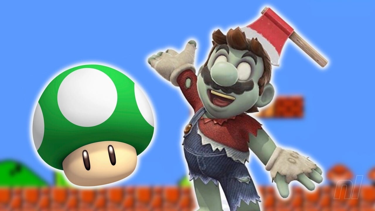 Aléatoire : un champignon 1-up pousse apparemment sur le cadavre sans vie de Mario