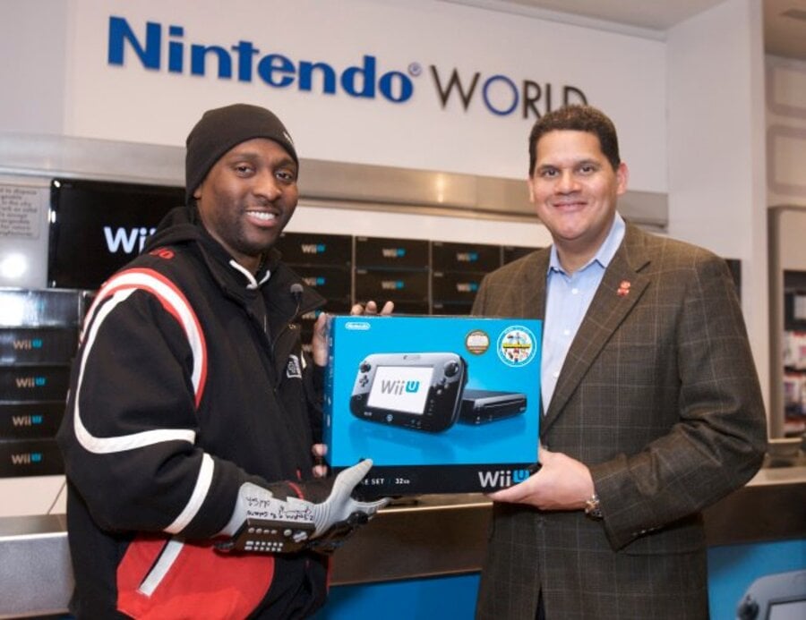 TriForce Johnson with Reggie at the Wii U launch