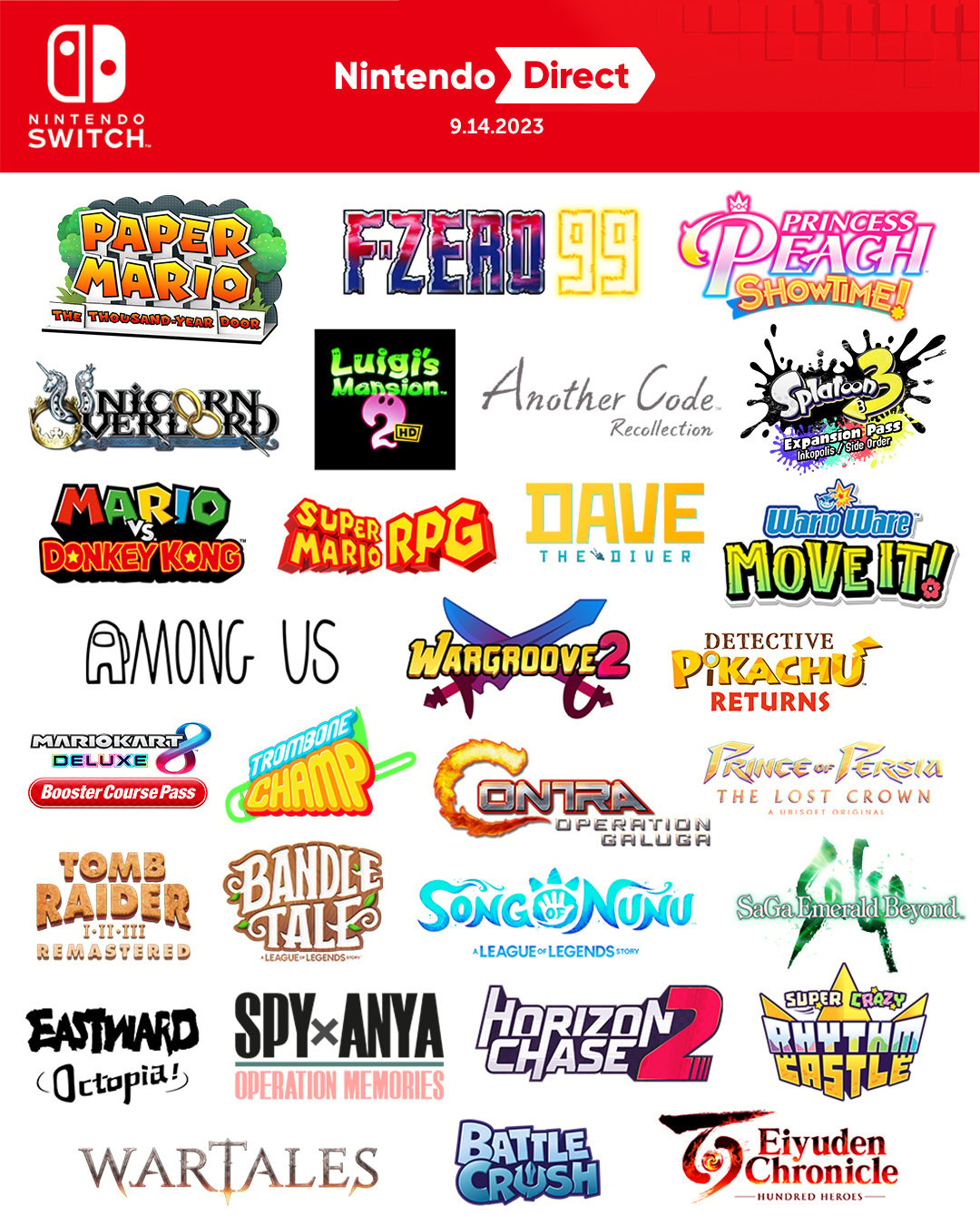 Nintendo Shares Colourful Graphic Featuring The Games From September's