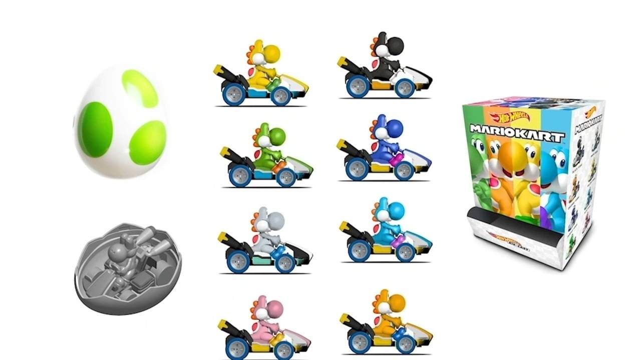 Hot Wheels Mario Kart Light Blue Yoshi Standard Kart Mattel New 