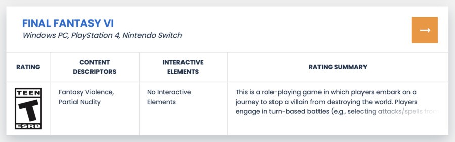 FFVI - ESRB