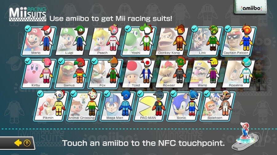 Mario Kart 8, for example, has a selection of unlockable suits for your Mii racer. One tap and it's unlocked forever.