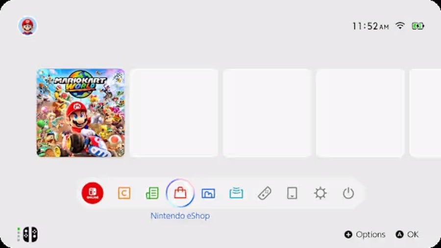 Switch 2 home screen