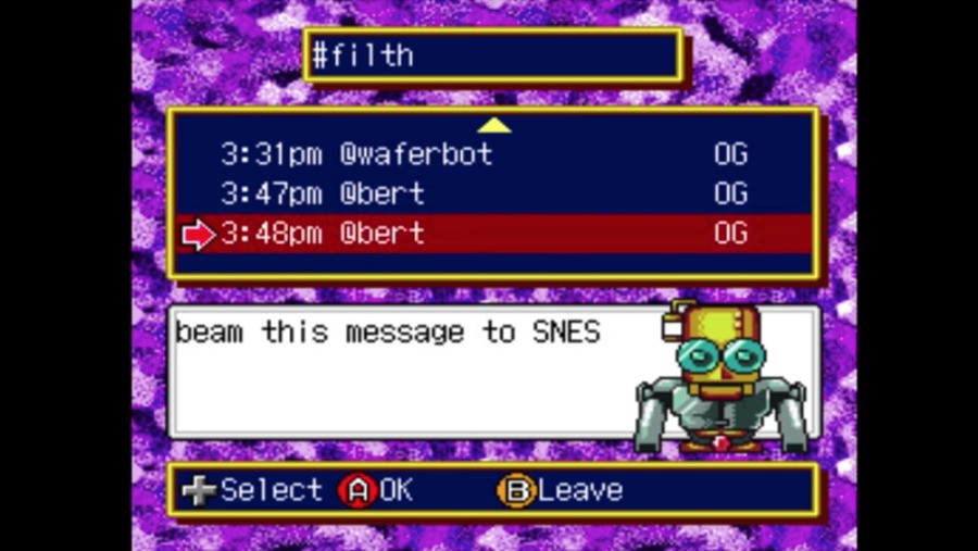 "Beam this message to SNES"