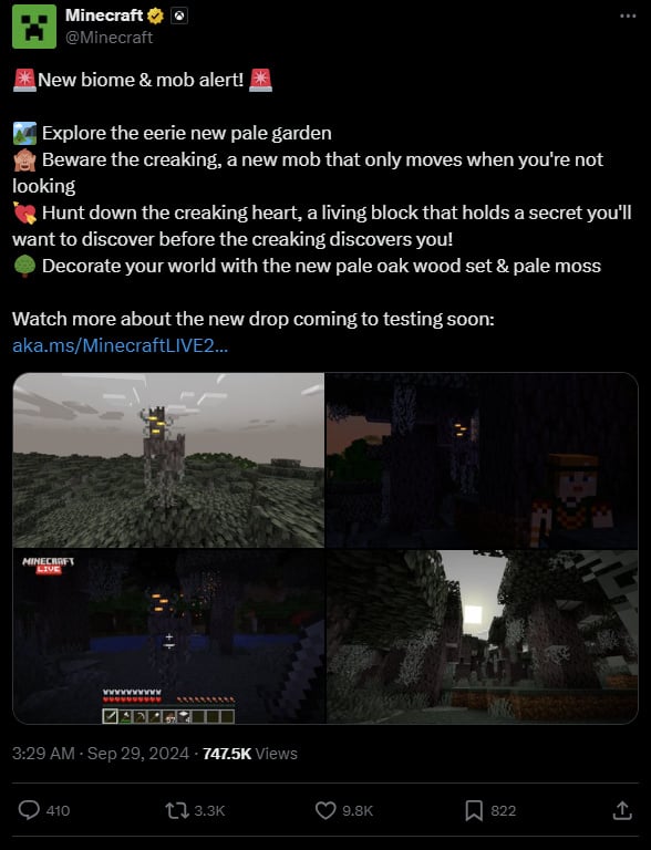 Minecraft Pronounces Creepy New Biome And Mob Replace