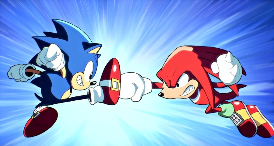 Sonic Origins Sonic And Knuckles Punching And Kicking Each Other Like Usual