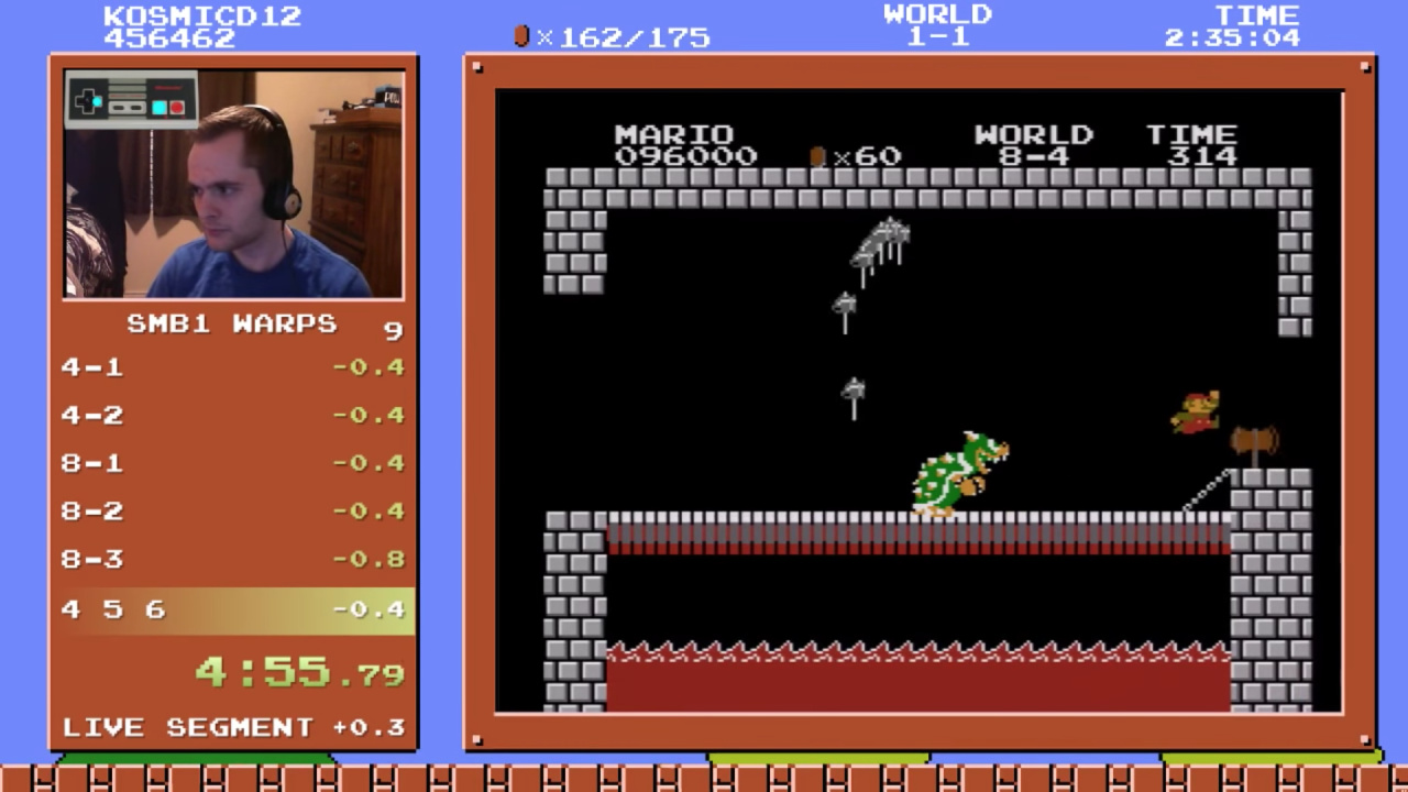 4:56.528) Super Mario Bros. any% speedrun *Former World Record* 