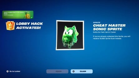 Fortnite Lobby Hack reward Cheat Master Sonic Sprite