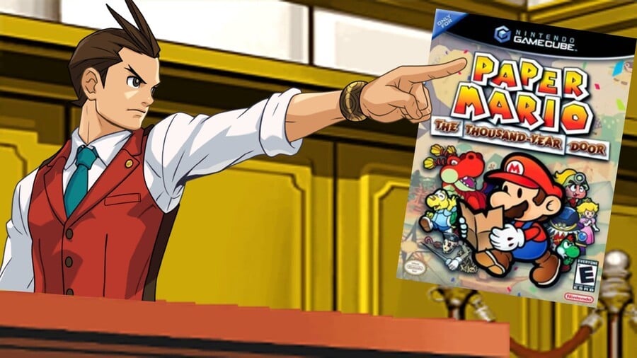 Apollo Justice points at Paper Mario TTYD