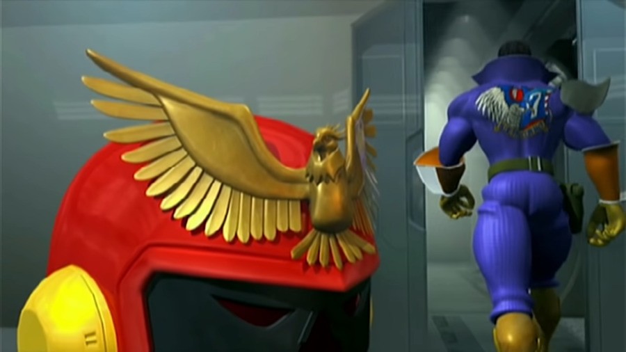 A cutscene from F-Zero GX's story mode