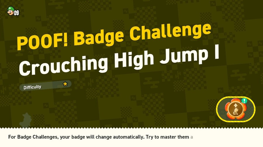 Super Mario Bros. Wonder Walkthrough: World 3 - POOF! Badge Challenge - Crouching High Jump 1 1