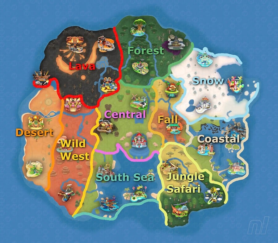 Mario Kart World Free Roam World Map With Regions