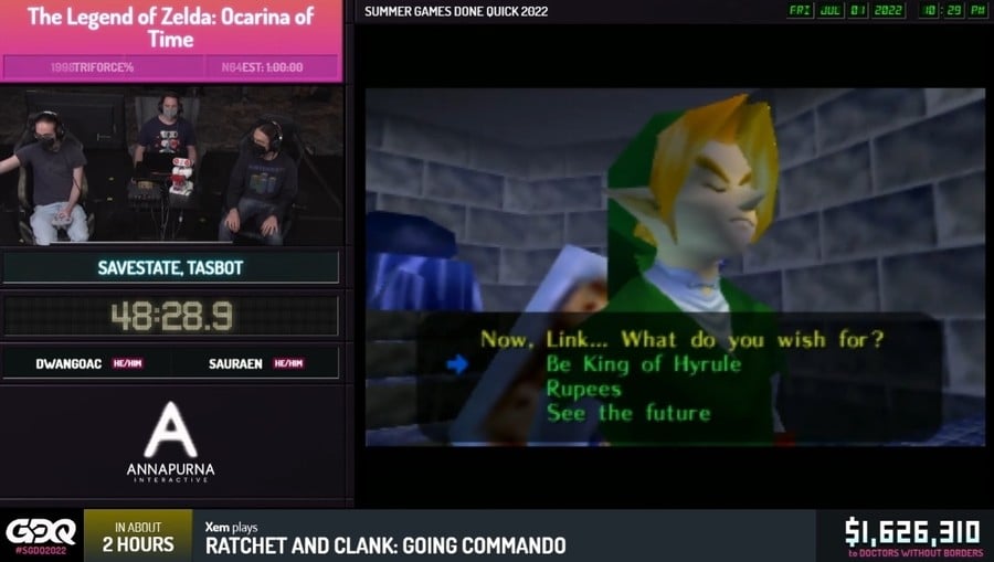 2022 07 04 15 16 44 OoT Triforce Percent ACE Showcase TASBot Links Here Together With SGDQ 2022!