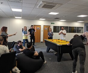 The Kwalee team at work (and play). The studio is based in Leamington Spa, a town which also boasts Playground Games, Ubisoft Leamington and Supersonic Software