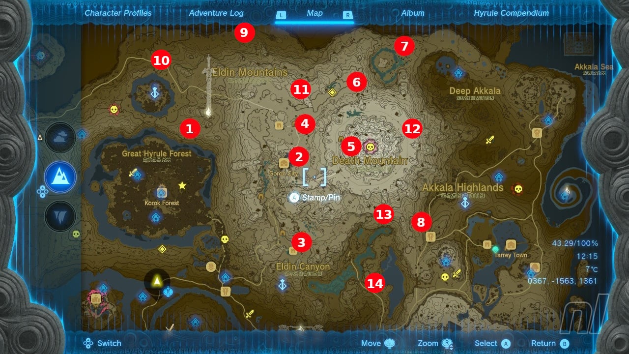 The Legend of Zelda: Breath of the Wild Eldin Region Map Map for