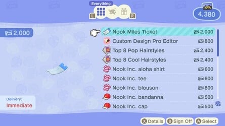 Nook Miles Ticket