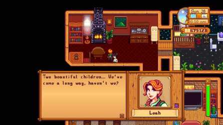 Me and my wife, Leah, in Stardew Valley. We now have two beautiful children called *checks notes* Meb and Jumbus