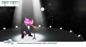 A pink rhino playing a violin. Only on WiiWare.