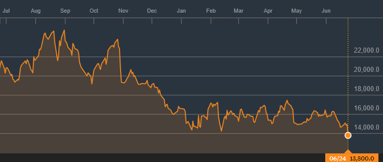 Nintendo share price changes for the past year