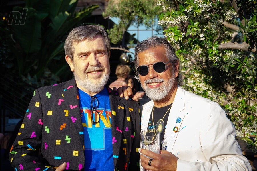 Alexey Pajitnov and Henk Rogers at a Tetris 40th Anniversary Party in 2024