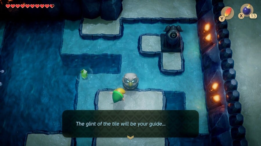 Link recieves future puzzle advice from an Owl statue