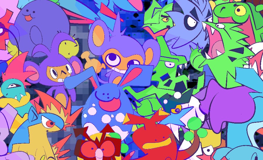 A close-up on some of the individual Pokémon