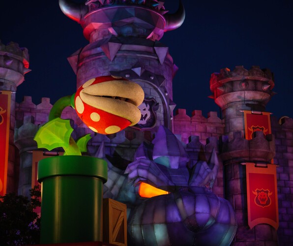 Now that we've somehow managed to spend all day in Super Nintendo World, let's make our way back through the Mario portion and head towards exit gate. Just make sure to not wake any of the piranha plants on our way out