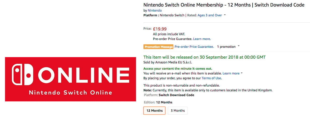 derivación Galaxia acantilado Nintendo Switch Online Membership Appears On Amazon, Said To Release 30th  September | Nintendo Life