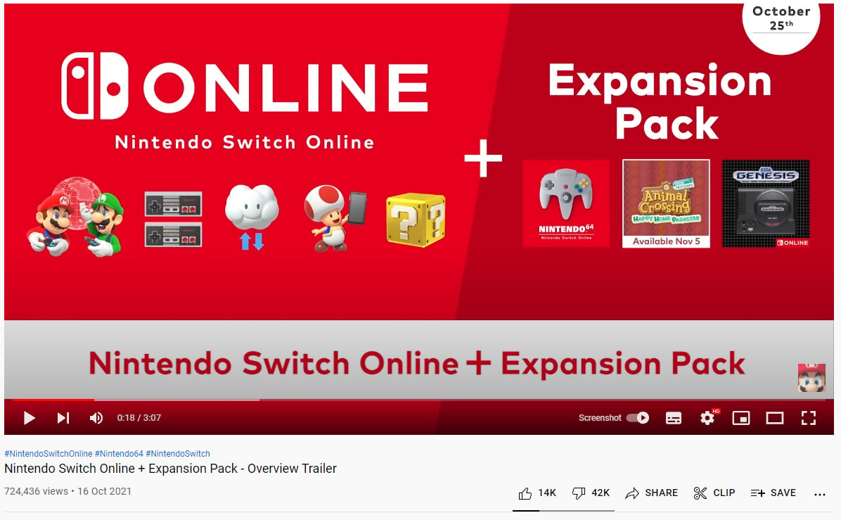 does the nes pack come with the switch membership