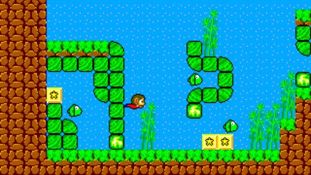 You can switch from modern to retro visuals in Alex Kidd DX