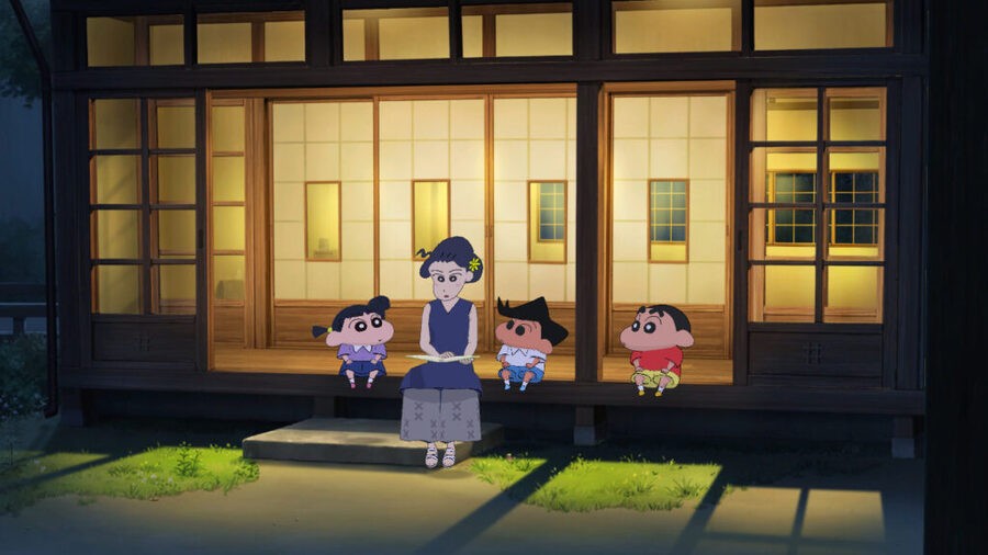 Shin Chan Me And The Professor On Summer Vacation Screenshot Outside House With Family